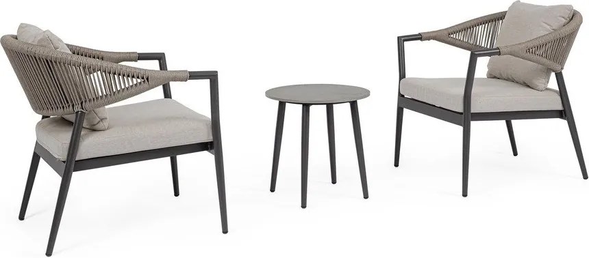 Set di mobili da giardino color kaki/grigio tortora in alluminio per 2 persone Millor – Bizzotto