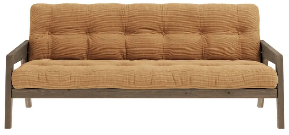 Divano letto in velluto a coste senape 204 cm Grab Carob - Karup Design
