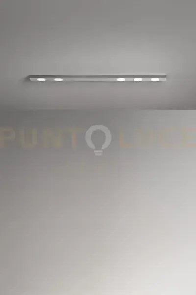 Plafoniera in metallo alluminio bottone 5 luci attacco gx53 120cm