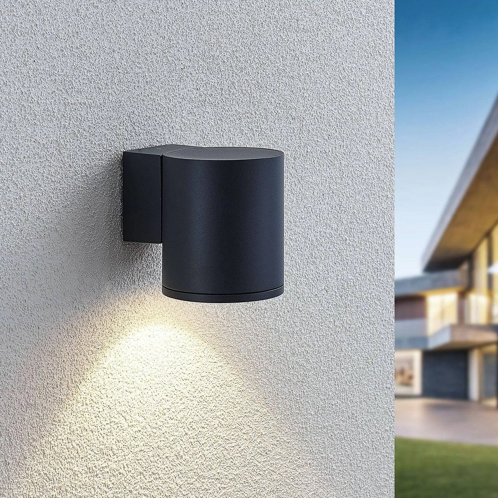 Applique da esterni a LED Visavia Lindby, Nero, Alluminio, Moderno, Applique LED da esterni