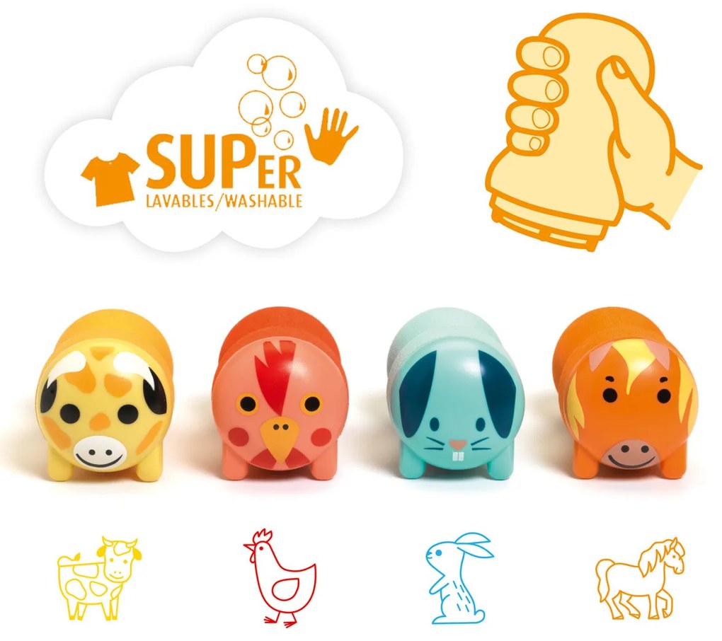 Timbri ergonomici per bambini - animali della fattoria