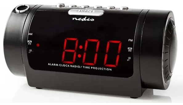 Nedis CLAR005BK - Radiosveglia con display LED e proiettore 230V