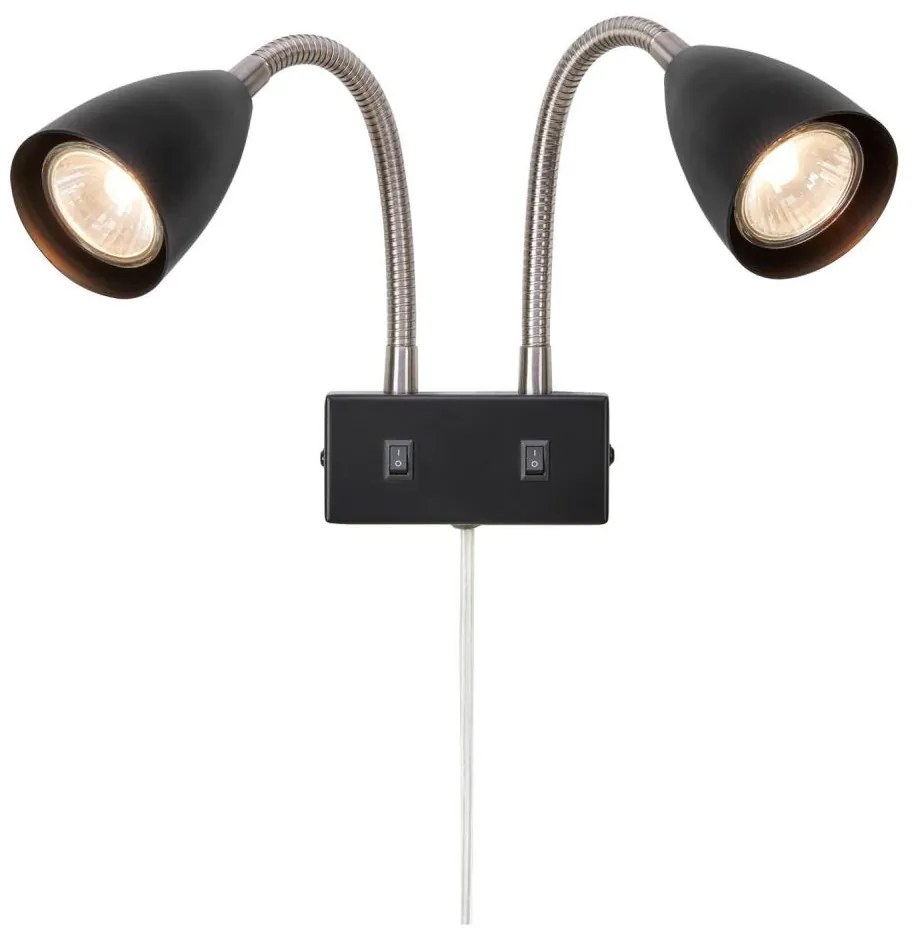 Markslöjd 108901 - Faretto da parete CIRO 2xGU10/7W/230V, nero