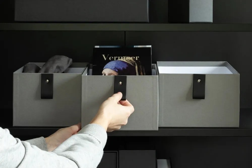 Scatole in set grigie in cartone 3 pz 20,5x29,5x14,5 cm Aston Paper Laminate – Bigso