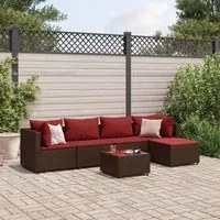 Set Mobili da Giardino 6pz con Cuscini in Polyrattan Marrone 3308069