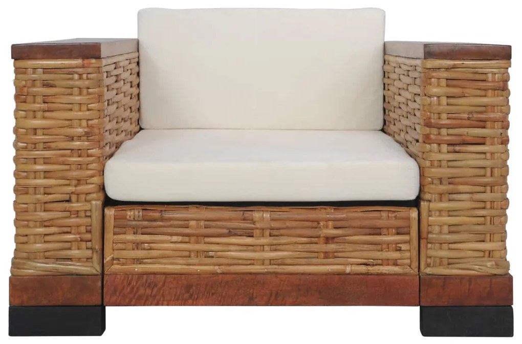 Poltrona con cuscini in rattan naturale marrone