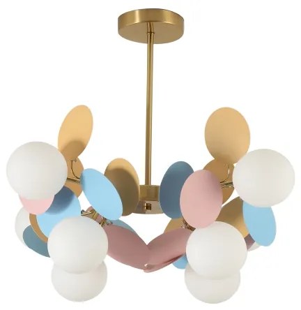 Brilagi - Lampadario a stelo BALMO 8xG9/9W/230V Ø 60 cm oro/blu/rosa