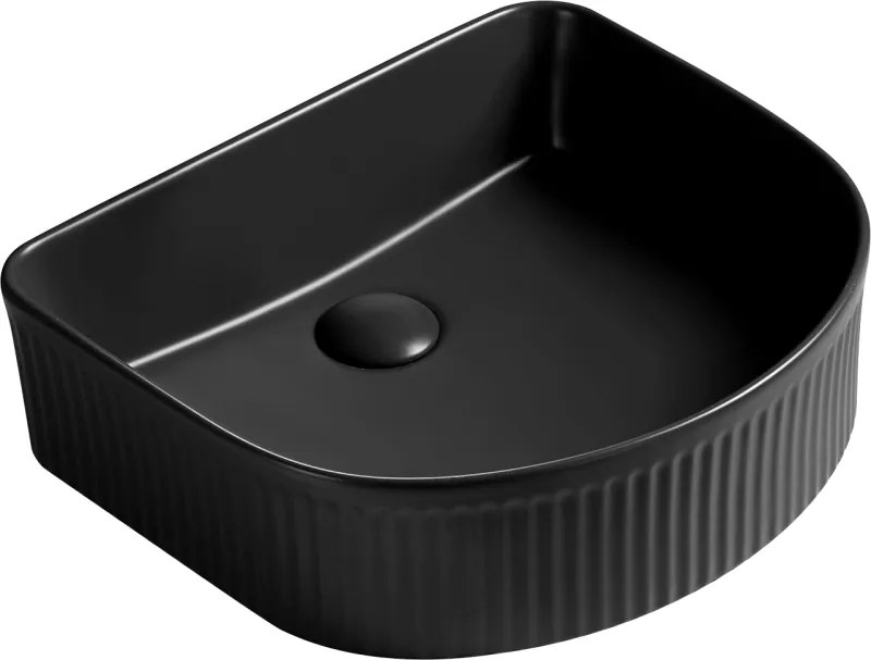 Mexen Grovo lavabo da appoggio scanalato 40 x 35 cm, nero opaco - 22304085