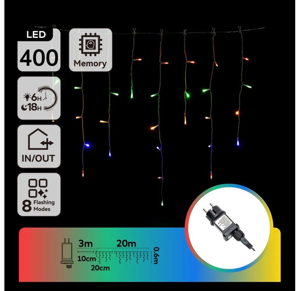 Aigostar - Catena LED natalizia da esterno 400xLED/8 funzioni 23x0,6m IP44 multicolore