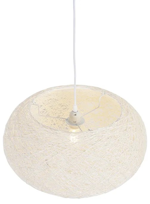 Lampada a sospensione rustica bianca 50 cm - Corda Flat
