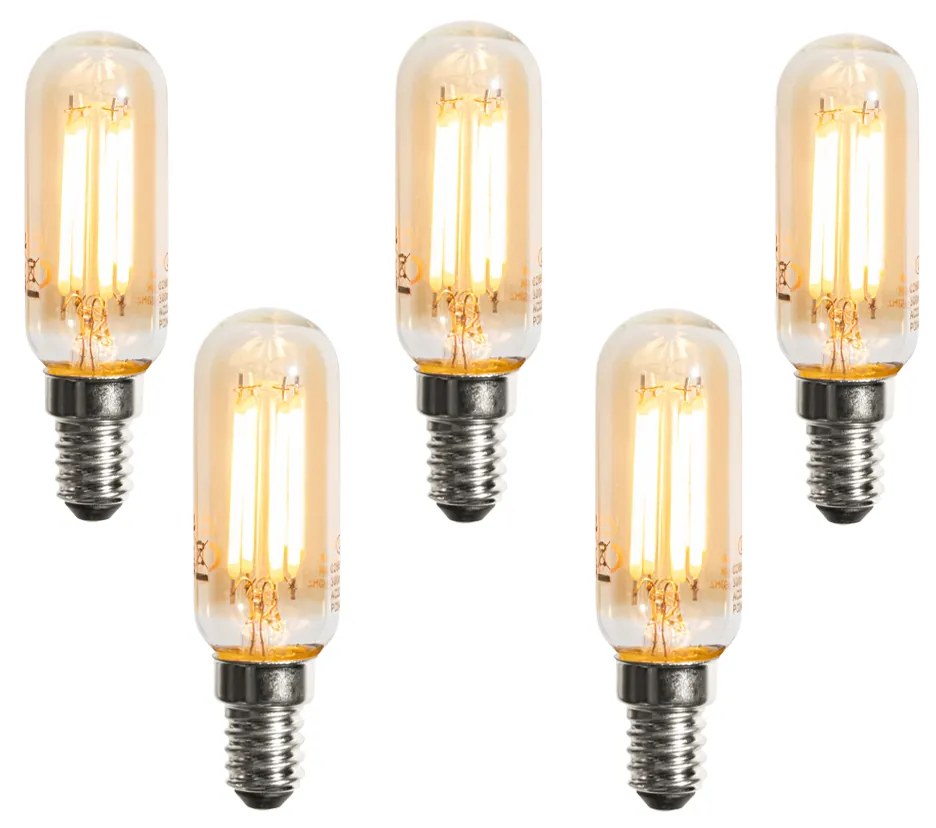 Set di 5 Lampadine LED Dimmerabili E14 Oro T25 4W 300 lm 2200K