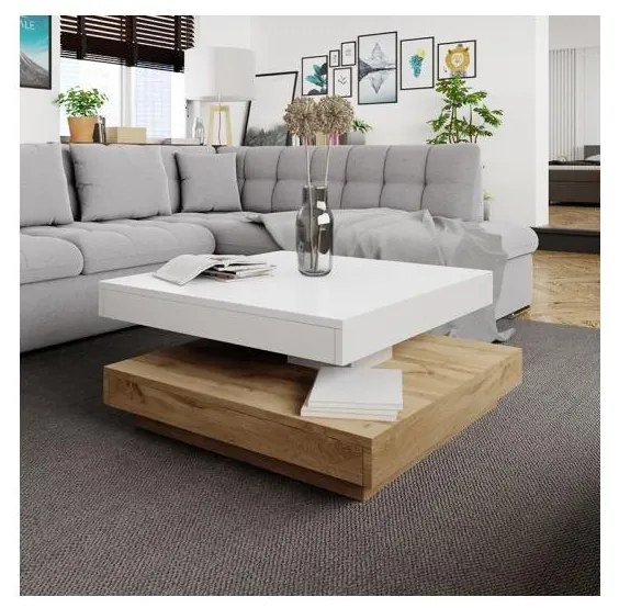 Tavolino NENANI 34x70 cm bianco/quercia wotan