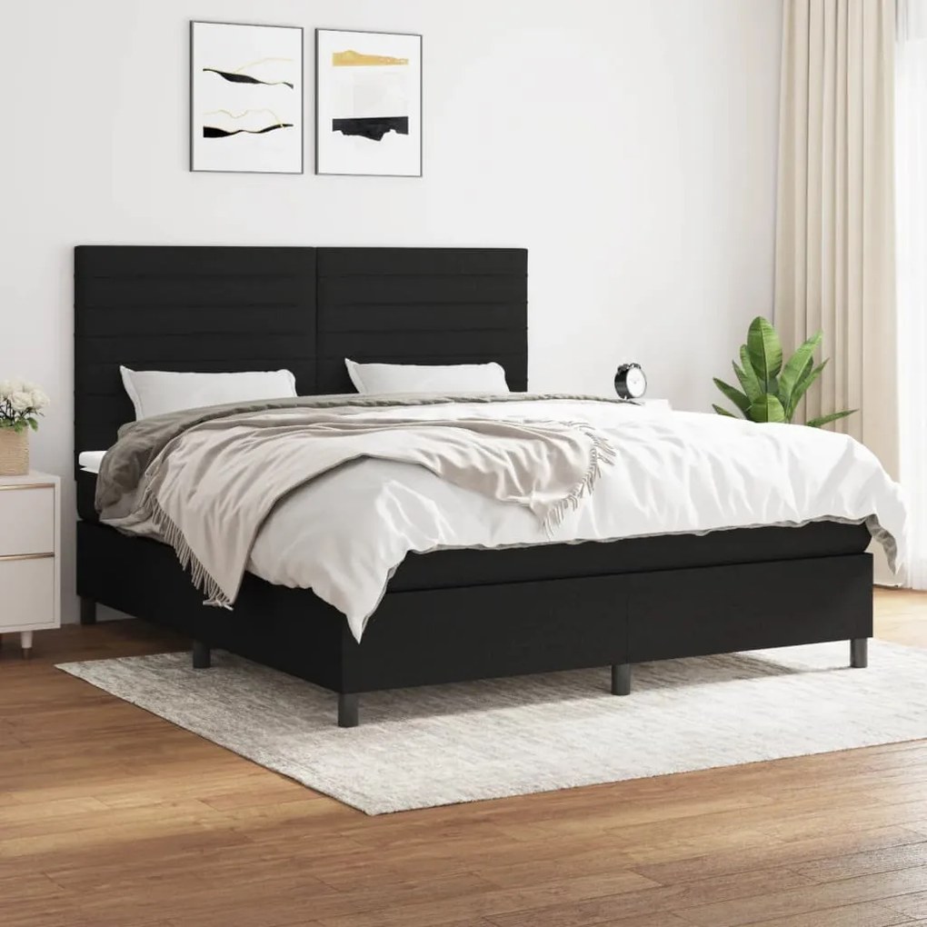 Giroletto A Molle Con Materasso Nero 160x200 Cm İn Tessuto /