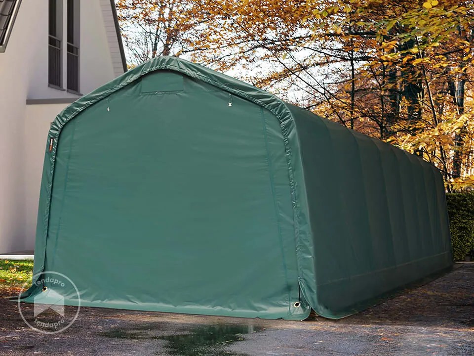 TOOLPORT 3,3x9,6m tenda garage, PVC 800, verde scuro, con statica (sottofondo in cemento) - (68314)