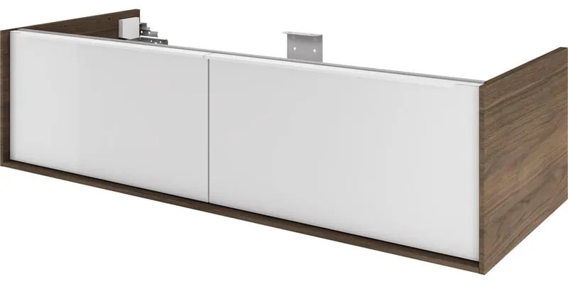 Mobile da bagno sospeso sotto lavabo L 120 x H 32 x P 48 cm noce laccato lucido, 2 cassetti SENSEA Neo