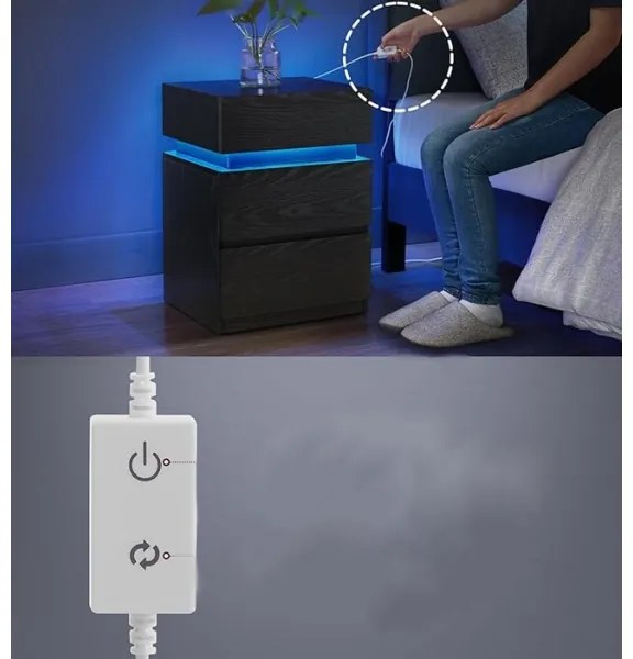 Comodino SMARTIE con illuminazione integrata, nero