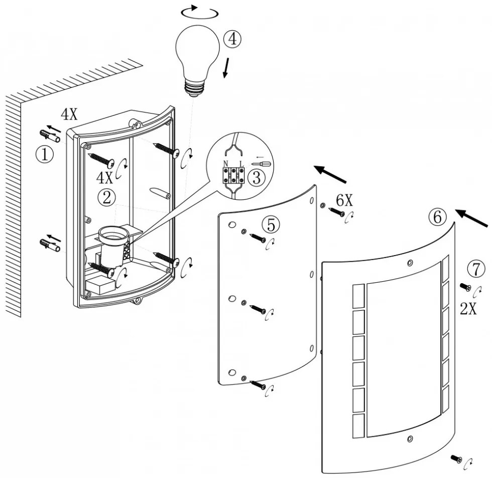 Applique Nera E27 da parete, IP54 per esterni - serie METRO Base E27