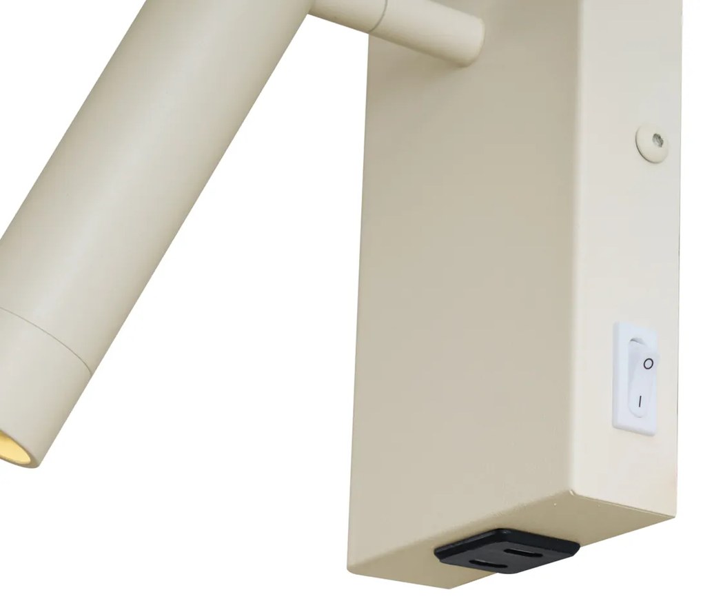 Lampada da parete moderna beige regolabile con USB-C - Croft