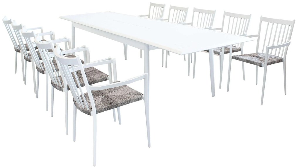 IMPERIUM - set tavolo in alluminio cm 200/300x90x76 h con 10 sedute