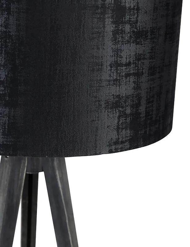Lampada da terra treppiede nero con paralume nero 50 cm - Tripod Classic