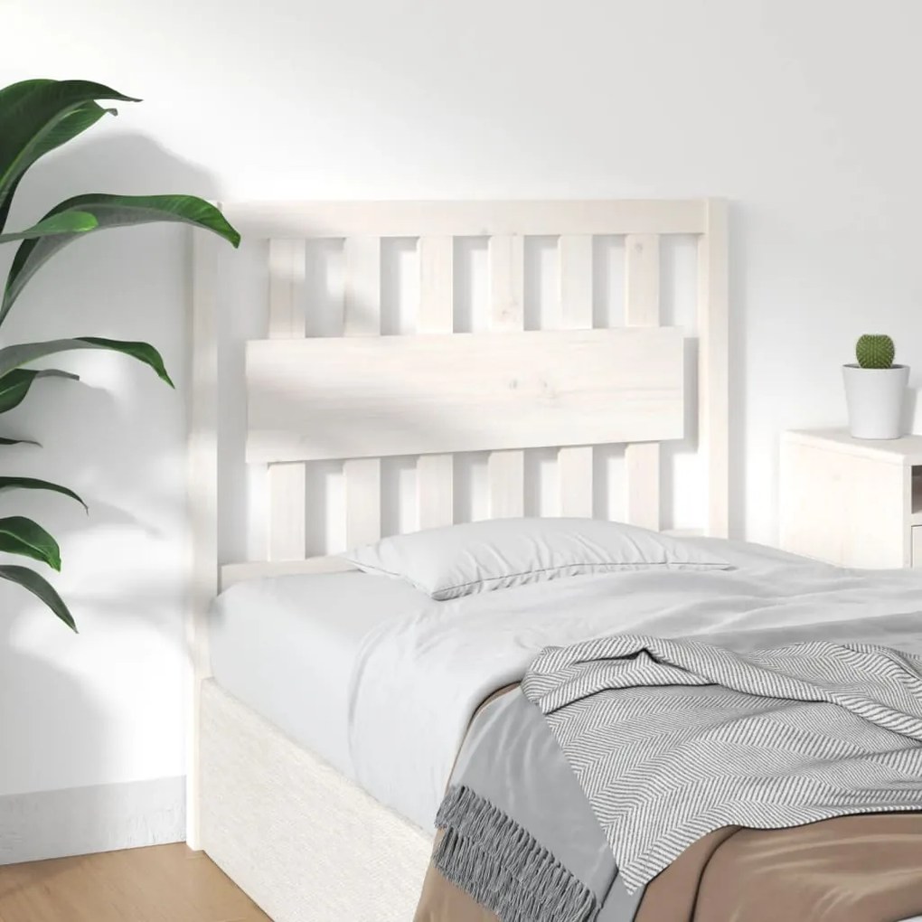 Testiera per letto bianca 95,5x4x100 cm legno massello di pino