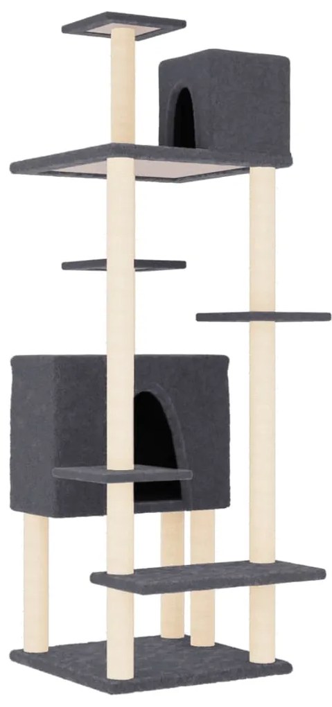 Albero per gatti con tiragraffi in sisal grigio scuro 154 cm
