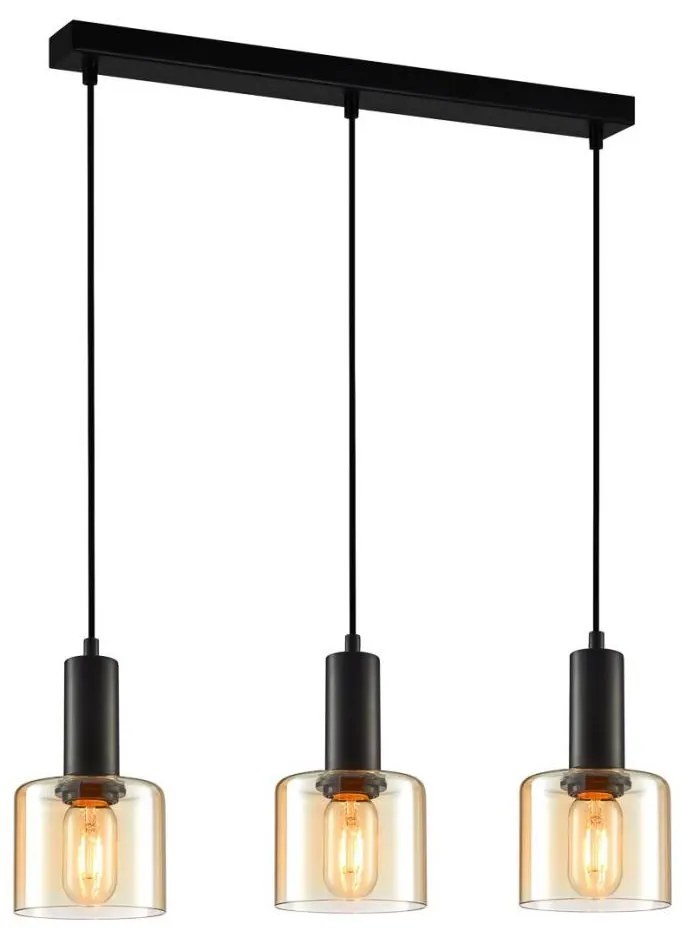 ITALUX PND-65342-3-BK+AMB - Lampadario a sospensione con filo SANTIA 3xE27/40W/230V