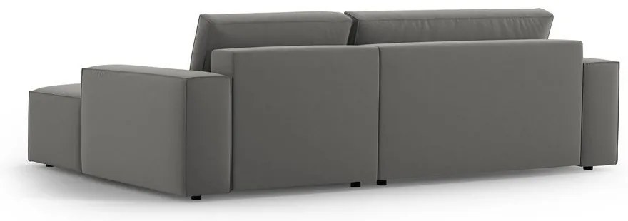 Divano angolare grigio chiaro allungabile/con contenitore (con penisola a destra/con chaise lounge) con rivestimento in velluto Jodie – Micadoni