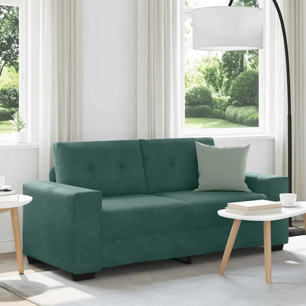 Divano Divanetto Verde Scuro 140 Cm İn Velluto /