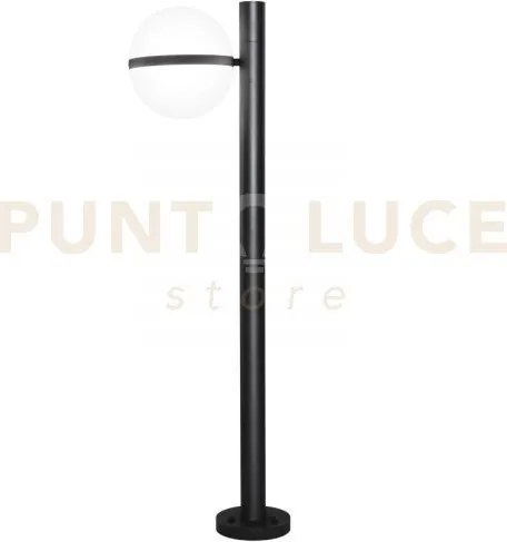 Paletto orbit nero 1 luce attacco e27 ip44 26x100cm base in alluminio