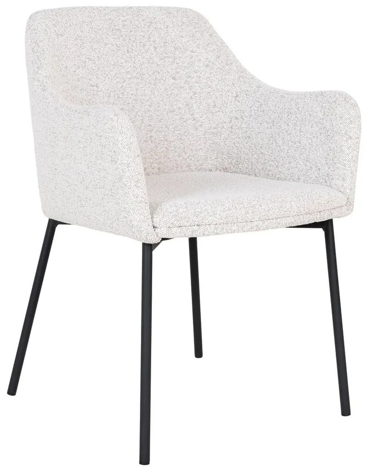 Sedia da pranzo bianca in imbottito con braccioli Melilla – House Nordic