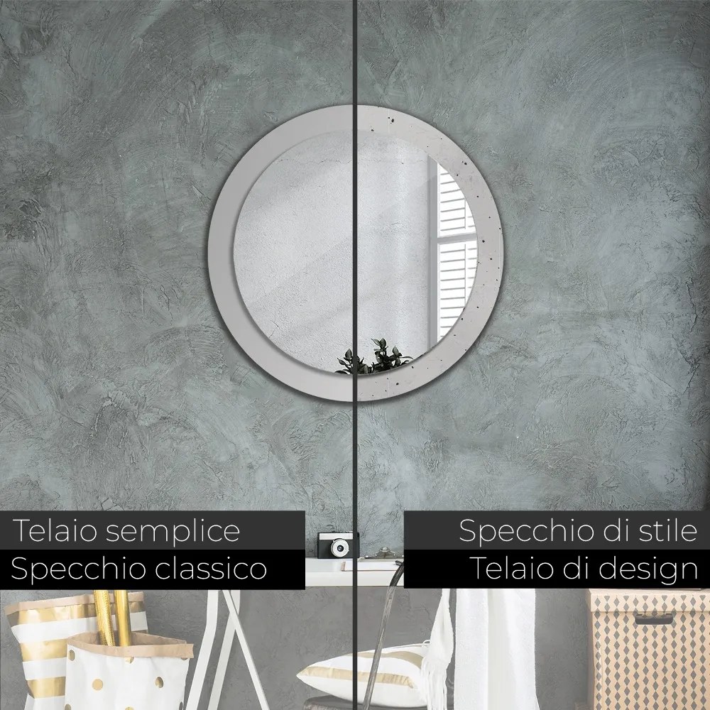 Specchio rotondo stampato Trama concreta fi 80 cm