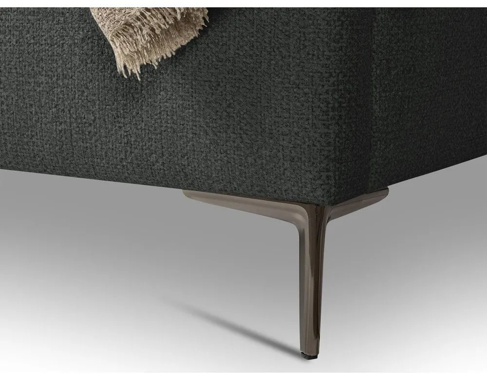 Letto matrimoniale imbottito grigio scuro con rete inclusa 140x200 cm Makana – Makamii