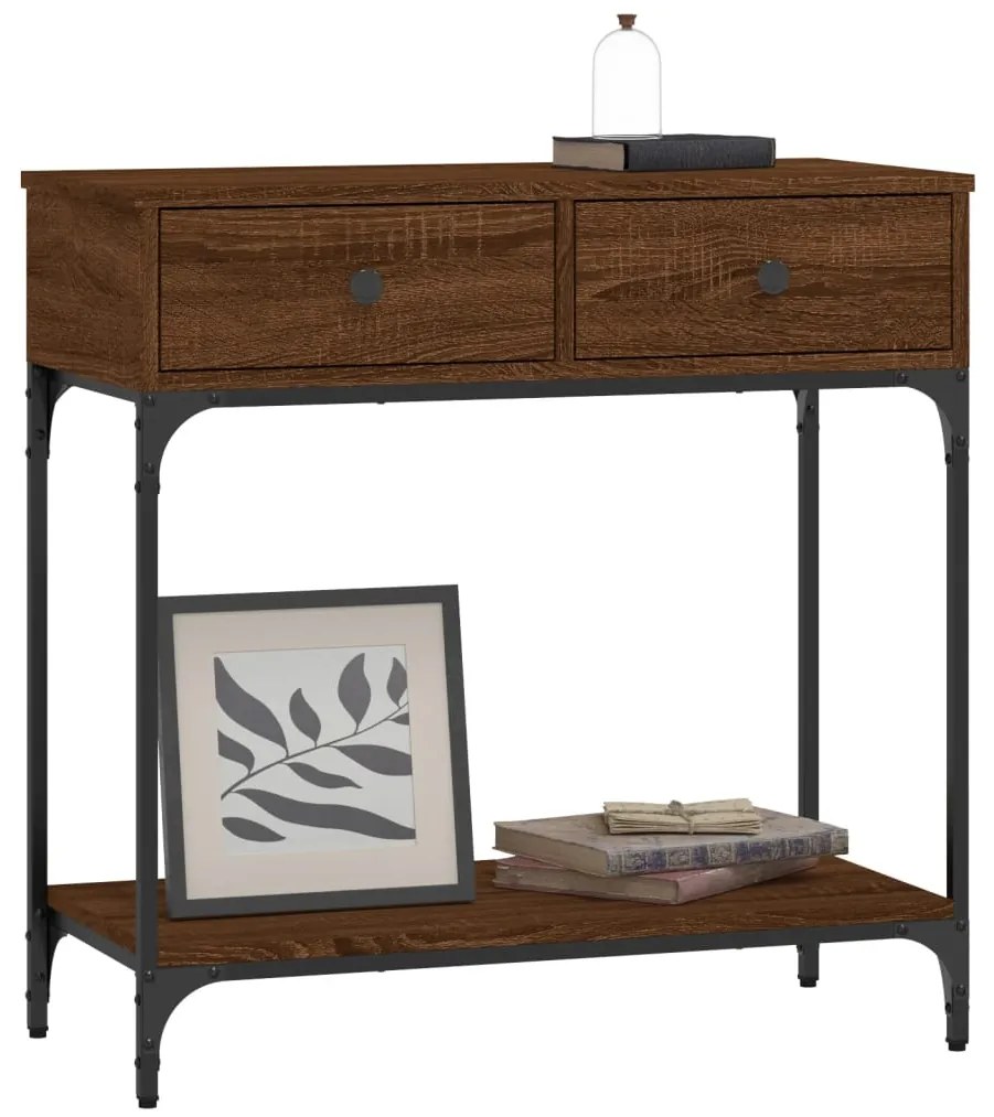 Tavolino consolle rovere marrone 75x34,5x75cm legno multistrato