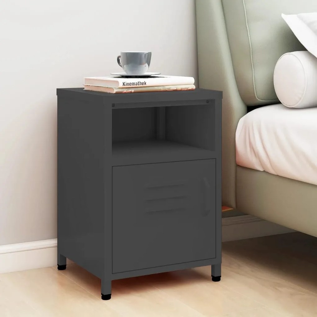 Comodino Antracite 35x35x51 Cm İn Acciaio /