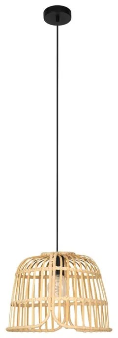 Lampadario Natura Glyneath nero paralume marrone E27 Ø37.5cm EGLO
