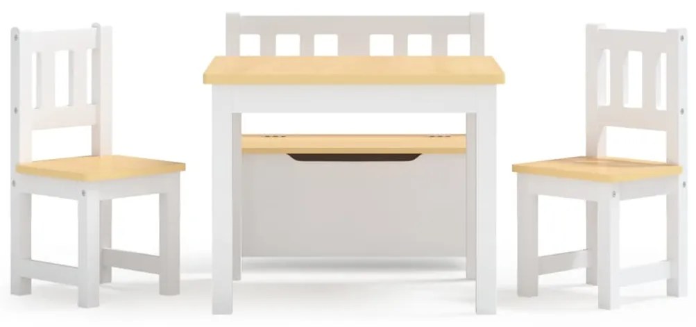 Set tavolo e sedie per bambini 4 pezzi bianco e beige in mdf