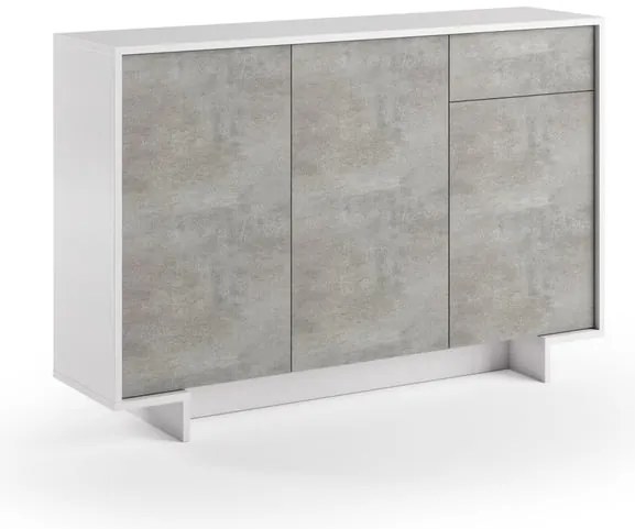 Mobile Madia Slim L 134 x H 87 x P 35 cm bianco e grigio cemento
