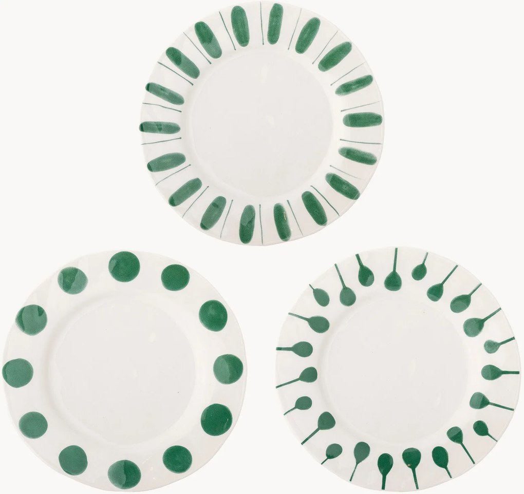 Set di 3 piatti piani dipinti a mano Linora