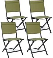 Set 4 Sedie Pieghevole da Giardino 47x57x88h cm Elin Antracite e Verde