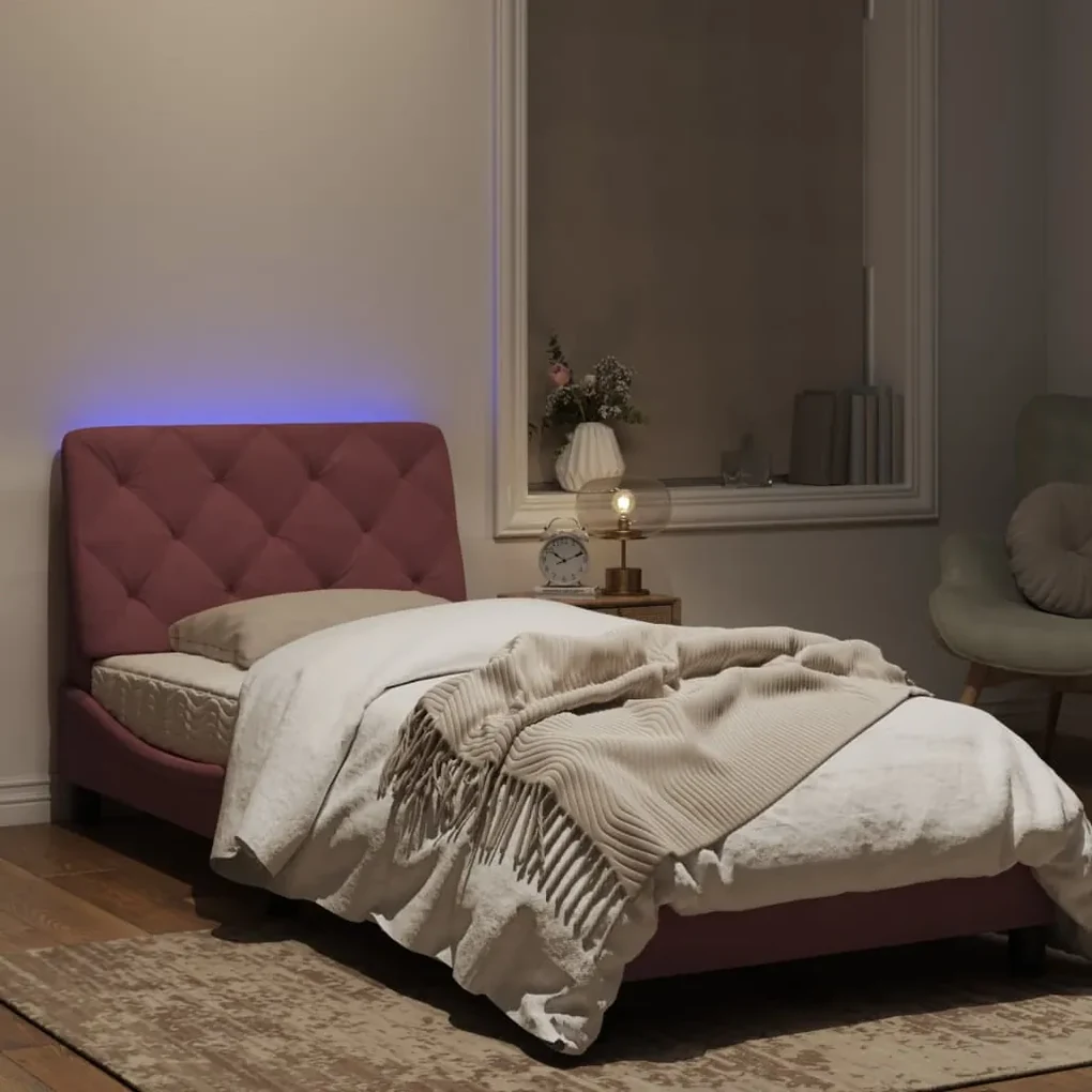 Giroletto con luci led rosa 80x200 cm in velluto