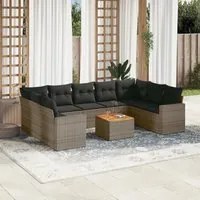 Set Divano da Giardino 10 pz con Cuscini Grigio in Polyrattancod mxl 112637