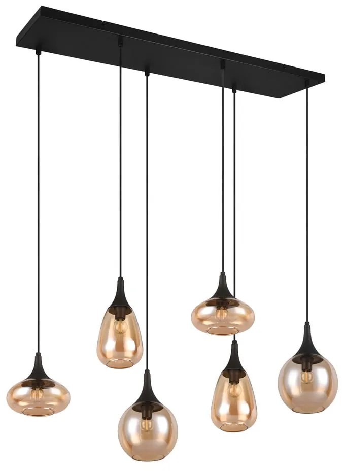 Lampada a sospensione nero-arancio con paralume in vetro Lumina - Trio