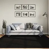 Tappeto a Pelo Corto Morbido e Lavabile Nero 200x200 cm 375118