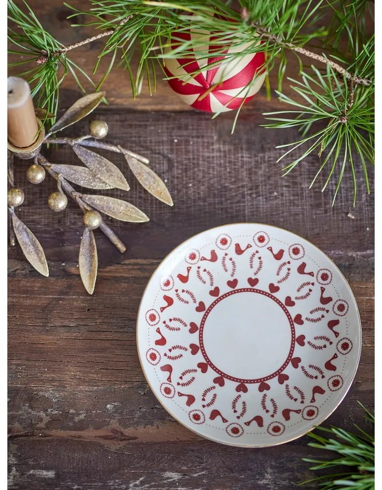 Piatto da dolce color crema in gres a tema natalizio ø 16 cm Jolly – Bloomingville
