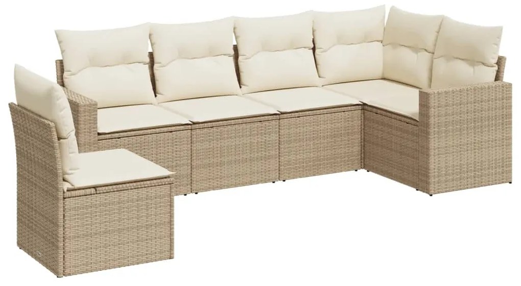 Set divano da giardino 6 pz con cuscini beige in polyrattan