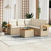 Set Divano da Giardino 6 pz con Cuscini Beige in Polyrattan 3226807