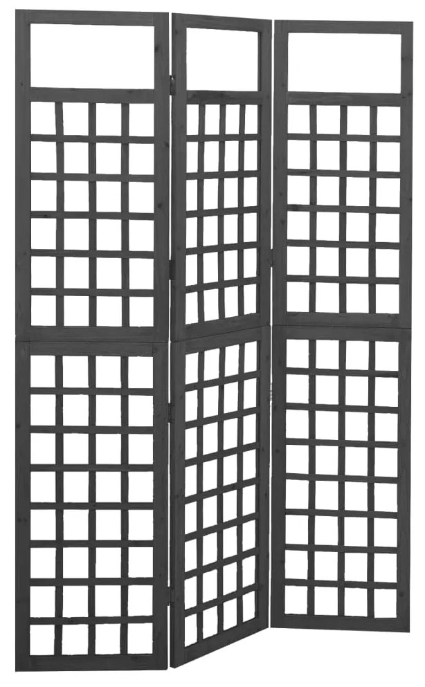 Divisorio A 3 Pannelli İn Legno Di Abete Nero 121x180 Cm /