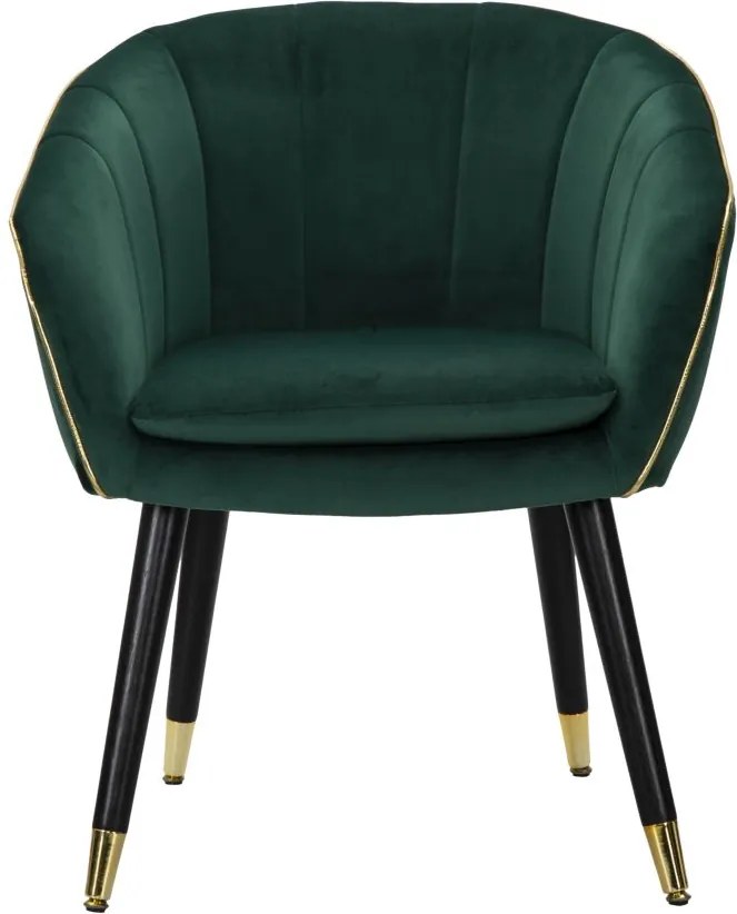 Poltrona Paris 62x58x78 cm in Legno Spugna Metallo e Poliestere Verde e Oro...