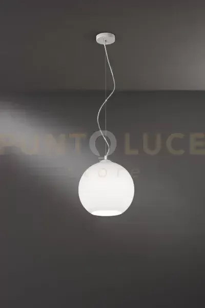 Sospensione vetro bianco satinato ufo 1 luce attacco e27 d.30cm